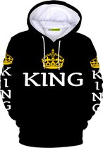 100% Katoenen Zwaargewicht King Capuchon Hoodies voor Heren King Hoodie for Men van PicOnTshirt King en Queen Bijpassende Hoodies voor Koppels S