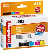 Edding Inktcartridge vervangt Epson 33XL/T3351/T3361/T3362/T3363/T3364 Compatibel Combipack Zwart, Foto zwart, Cyaan, M