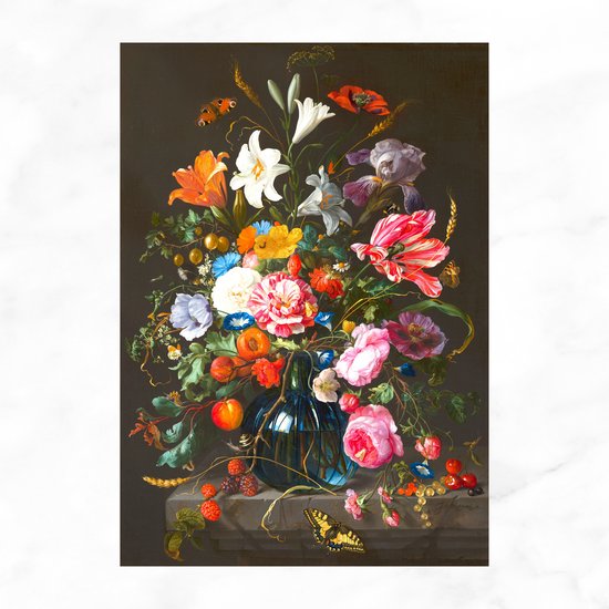 Vaas met bloemen - Jan Davidsz. de Heem - Plexiglas Schilderij - Stilleven - Bloemen Schilderij - Woonkamer Decoratie - 80x120 cm - Wanddecoratie