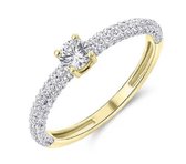 Schitterende 14 Karaat Gouden Ring met Zirkonia's 17.25 mm maat 54 | Verlovingsring|Solitair|Aanzoek