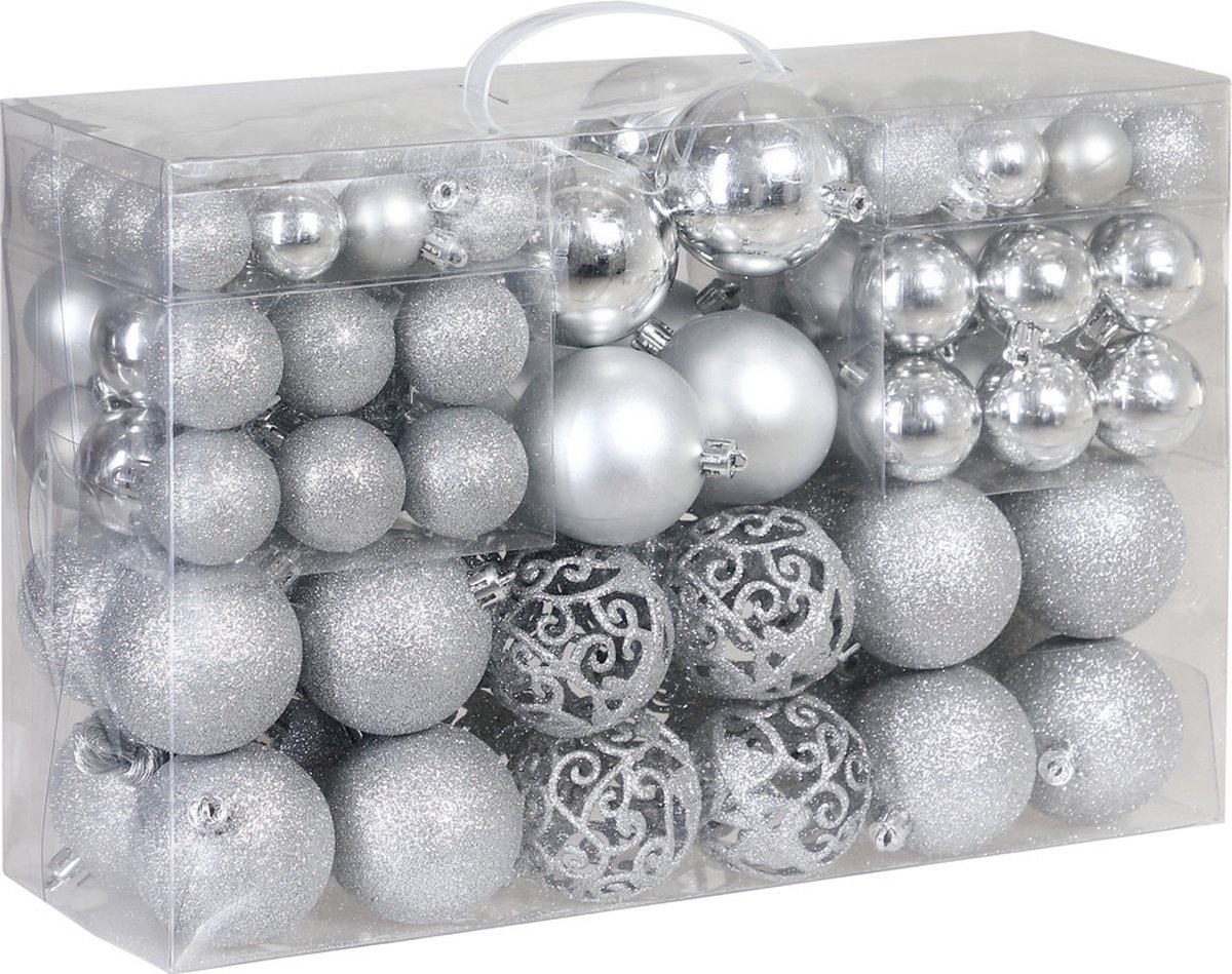 Bol.com Casaria Kerstballen 100 Stuks - Mat Glanzend - Ø 3 6 cm Zilver aanbieding