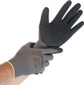 HYGOSTAR werkhandschoen NYLON - SKILL- met latex coating - 12 paar - zwart/grijs - maat L