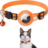 Blomz® Kattenhalsband geschikt voor Apple AirTag - One Size - Oranje - Katten halsband - Tracker - Licht - Hanger