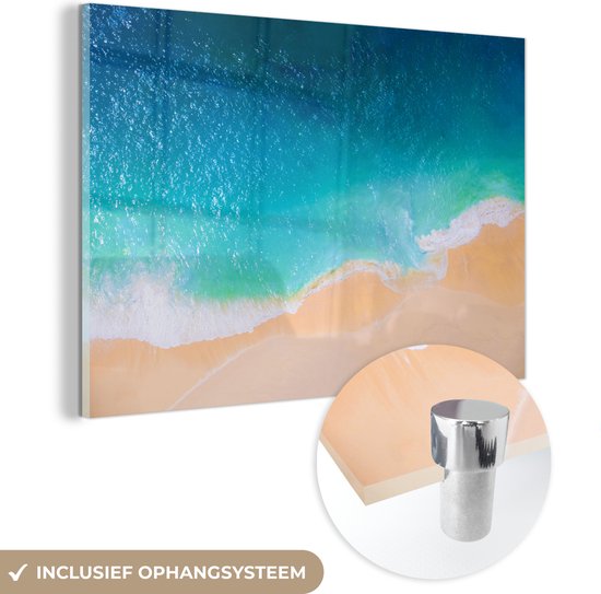 MuchoWow® Glasschilderij 60x40 cm - Schilderij acrylglas - Strand - Water - Bali - Foto op glas - Schilderijen