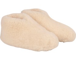 Texels wollen lage sloffen voor dames en heren - wit