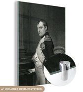 MuchoWow® Glasschilderij 30x40 cm - Schilderij acrylglas - Zwart-wit illustratie van Napoleon Bonaparte die staat - Foto op glas - Schilderijen