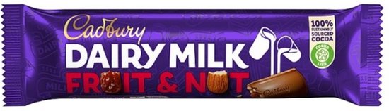 Foto: Cadbury dairy milk fruit nut 49gr chocolate chocolade indian british