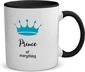 Akyol - prince of everything koffiemok - theemok - zwart - Prins - iemand die zich voelt als een prins - verjaardag - cadeau - kado - geschenk - kroon - 350 ML inhoud