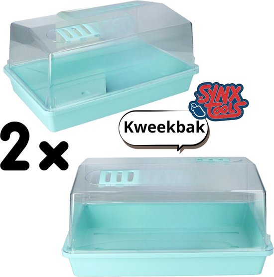 Foto: Synx tools 2x kweekbak met deksel 37 5 cm zaaitray kweektray kweekbak met ventilatie tuinieren moestuinbak moestuin artikelen tuin benodigdheden vensterbank