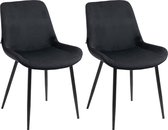 CLP Victoria Set van 2 eetkamerstoelen - Zonder armleuning - Vloerbeschermers - Fluweel - Velvet - zwart