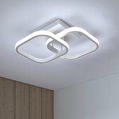 Delaveek-Dubbele vierkante LED Cross Aluminium Plafondlamp- Dia 30cm- 30W 3300LM -6500K Koel Wit-Wit