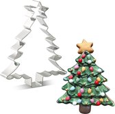 Uitsteekvorm Kerstboom met Ster -Groot formaat 14CM - Bakvorm, Koekjes bakken met Kerst, feestdagen - Cookie Cutter