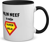 Akyol - mijn neef is mijn superheld koffiemok - theemok - zwart - Neef - super held - verjaardag - cadeautje voor neef - neef artikelen - kado - geschenk - 350 ML inhoud