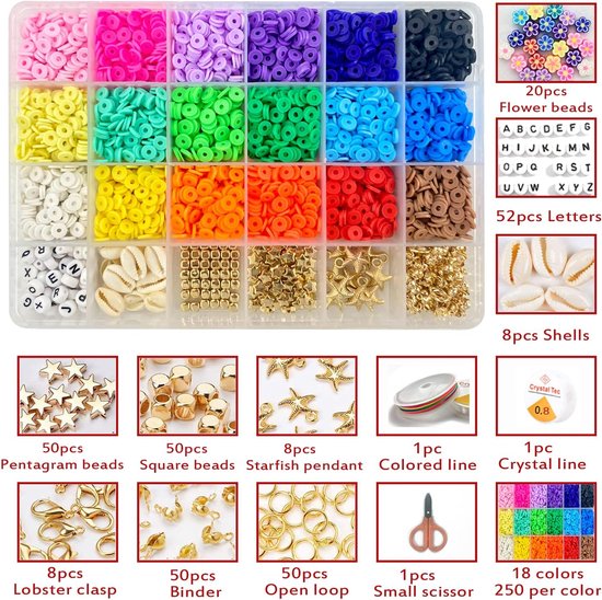 Hiswan 1000Pcs Heishi Kralen Witte Polymeer Klei Kralen Voor Sieraden Maken Armbanden Ketting 6mm