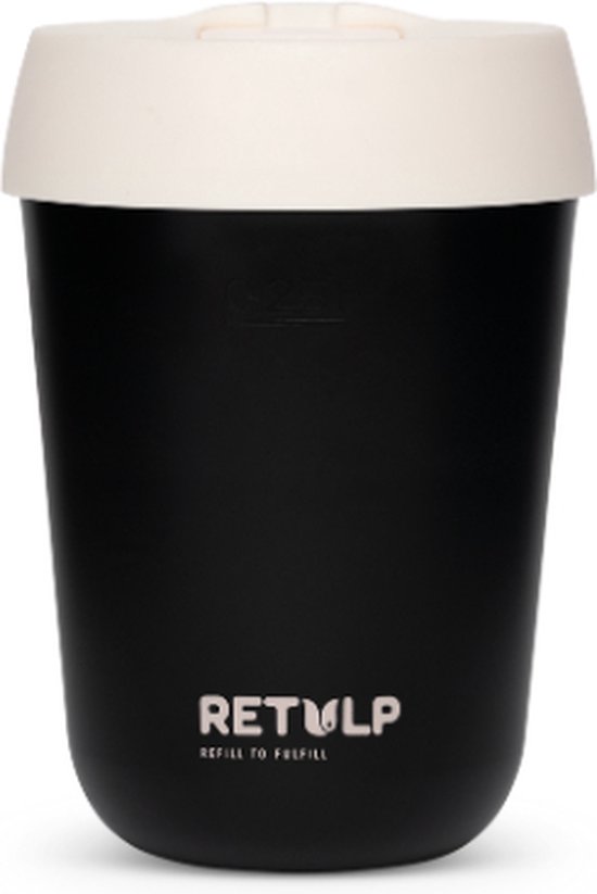 Retulp travel mug – 275 ml – black & chalk white