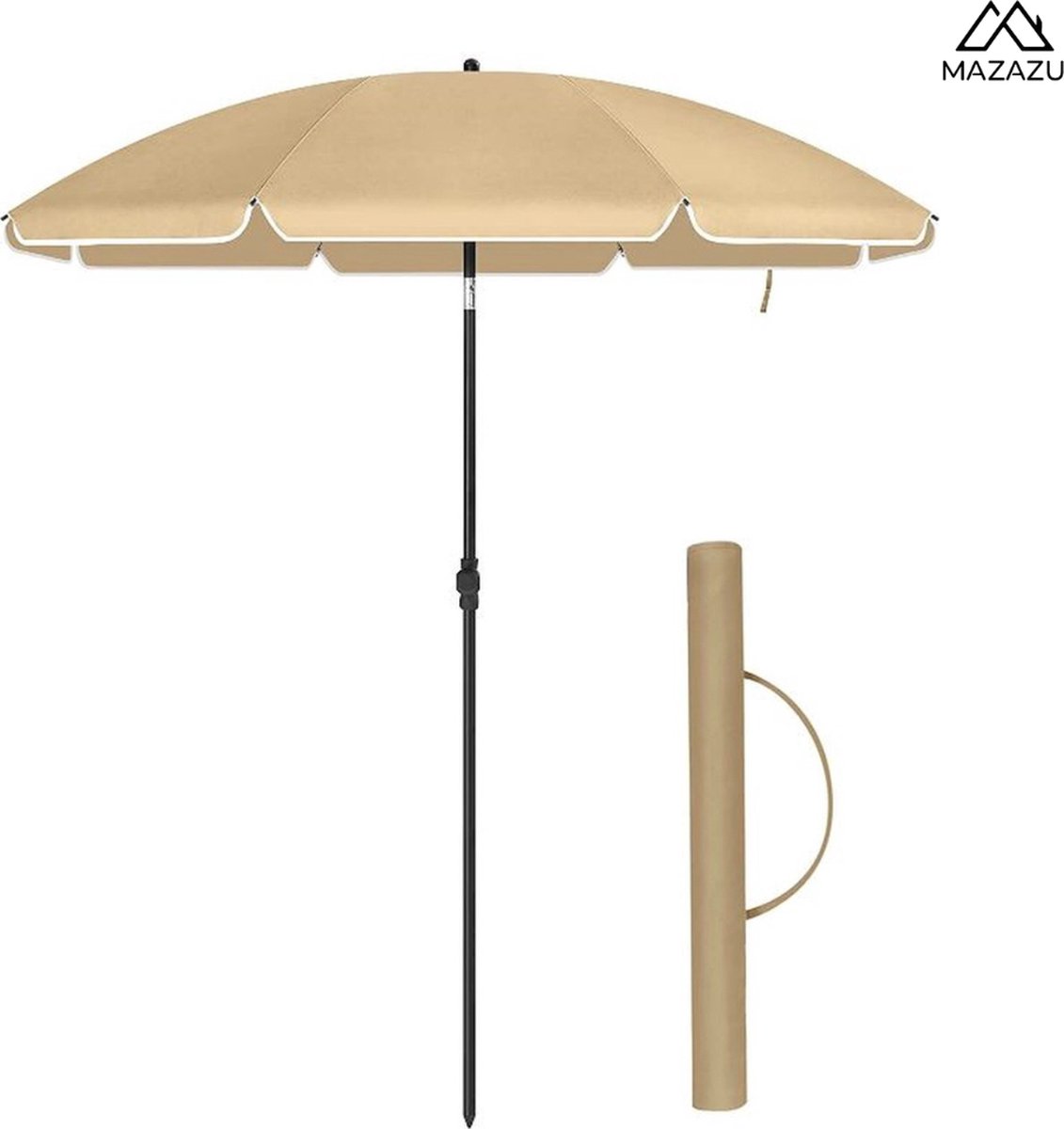 MIRA Home - Parasols - Luxe Parasol - Beige - Parasol Strand - (Parasolvoet niet inbegrepen) - Ø180x210cm