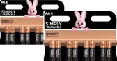 16 Stuks (4 Blisters a 4 st) Duracell AA SIMPLY Batterijen