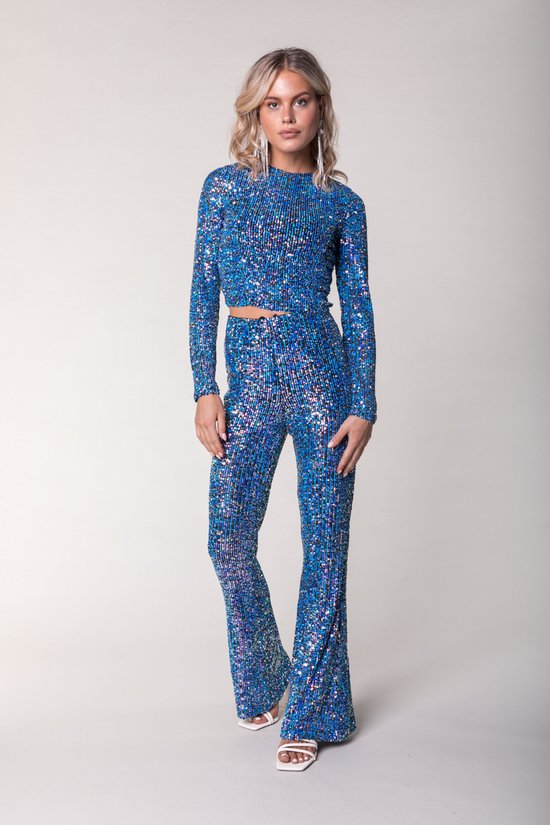 Colourful Rebel Steffie Sequins Flare Pants - S