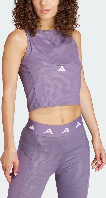 adidas Performance Techfit Printed Crop Training Tanktop - Dames - Paars- S