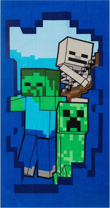 Serviette en coton Minecraft , serviette bleu marine 70x140 cm