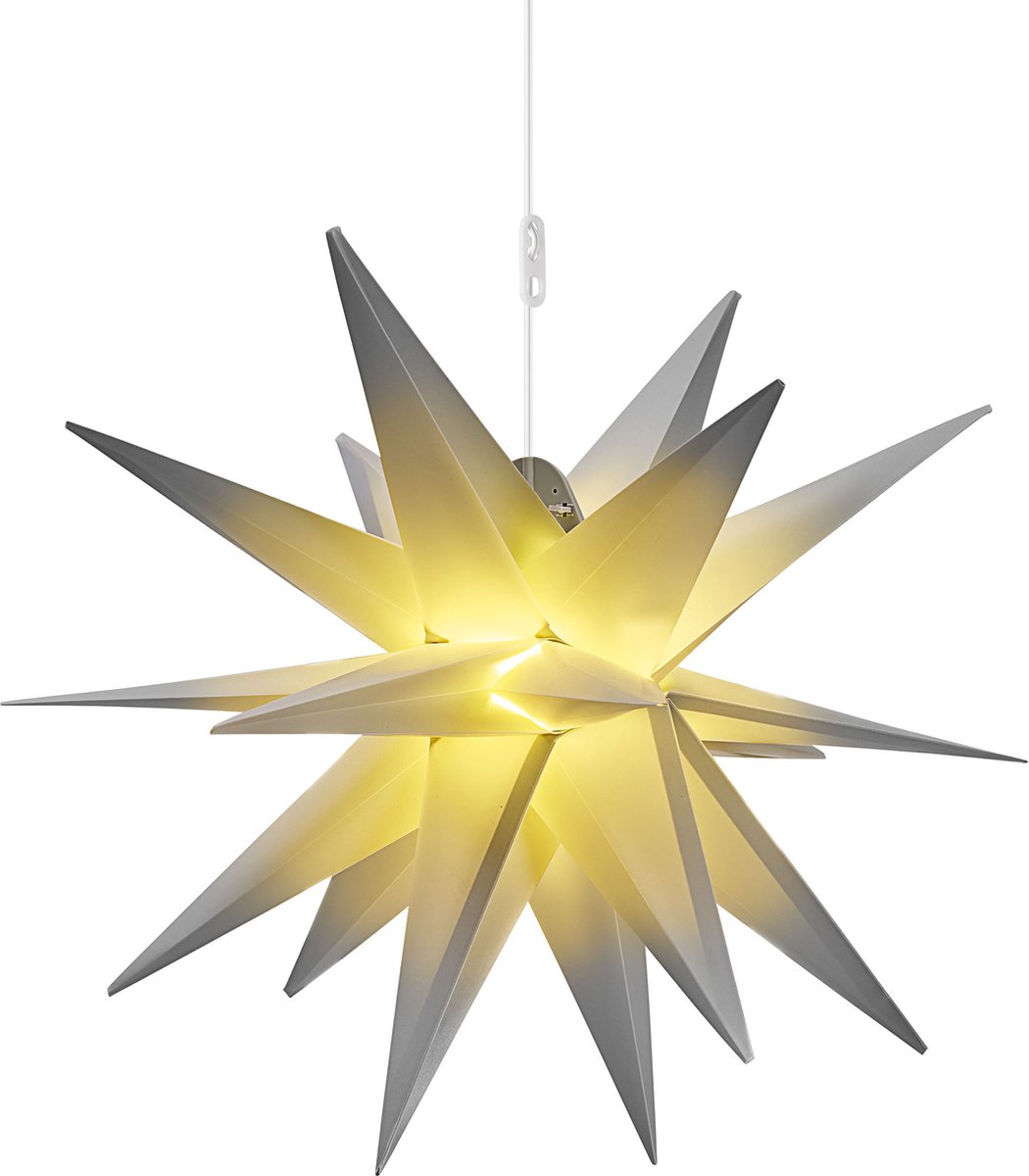 AMARE - LED 3D Kerstster Grijs - Geschikt voor binnen en buiten - 44 x 48 x 57 cm (B x H x D) - Lengte snoer 7.5M