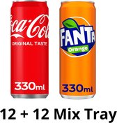 12x Coca Cola Blikjes 33cl + 12x Fanta Blikjes 33cl Mix-Tray (Incl. Statiegeld)