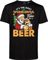 T-shirt Wonderfull Time For A Beer | Foute Kersttrui Dames Heren | Kerstcadeau | Kerstpakket | Zwart | maat 5XL