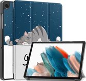 Tri-Fold Book Case met Wake/Sleep - Geschikt voor Samsung Galaxy Tab A9 Hoesje - Kat