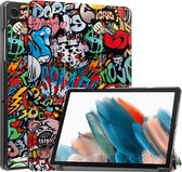 Tri-Fold Book Case met Wake/Sleep - Geschikt voor Samsung Galaxy Tab A9 Hoesje - Graffiti