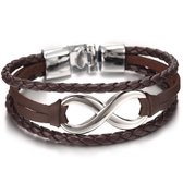 Bracelet Infinity pour hommes - Cuir marron avec accents en acier - Bracelet Hommes - Bracelet Hommes - Bracelet Femmes - Cadeaux Sinterklaas - Cadeaux chaussures Sinterklaas