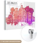 MuchoWow® Glasschilderij 80x60 cm - Schilderij acrylglas - Los Angeles - Gebouwen - Skyline - Foto op glas - Schilderijen