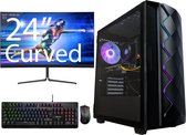 omiXimo - Gaming Setup- intel Core i7 - GeForce GTX1650 - 32 GB DDR4 werkgeheugen - 960 GB SSD schijf - LC988W - 24" Curved Gaming Monitor, Gaming Toetsenbord en Gaming muis - LC988W