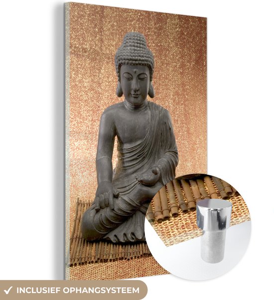 MuchoWow® Glasschilderij 20x30 cm - Schilderij acrylglas - Hindoe Boeddha standbeeld - Foto op glas - Schilderijen
