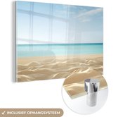 MuchoWow® Glasschilderij 30x20 cm - Schilderij acrylglas - Strand - Zee - Zand - Foto op glas - Schilderijen
