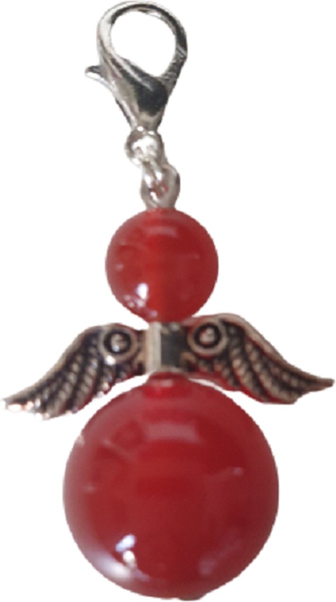Beschermengel Rode Carneool halfedelsteen Hanger zilver, tashanger, sleutelhanger, geluksengel, kerstengel, kersthanger, kerst ornament, kerst, cadeau, autodecoratie, geluksengel, bescherm engel, engel, edelsteen, spiritueel, babyshower, kerstpakket