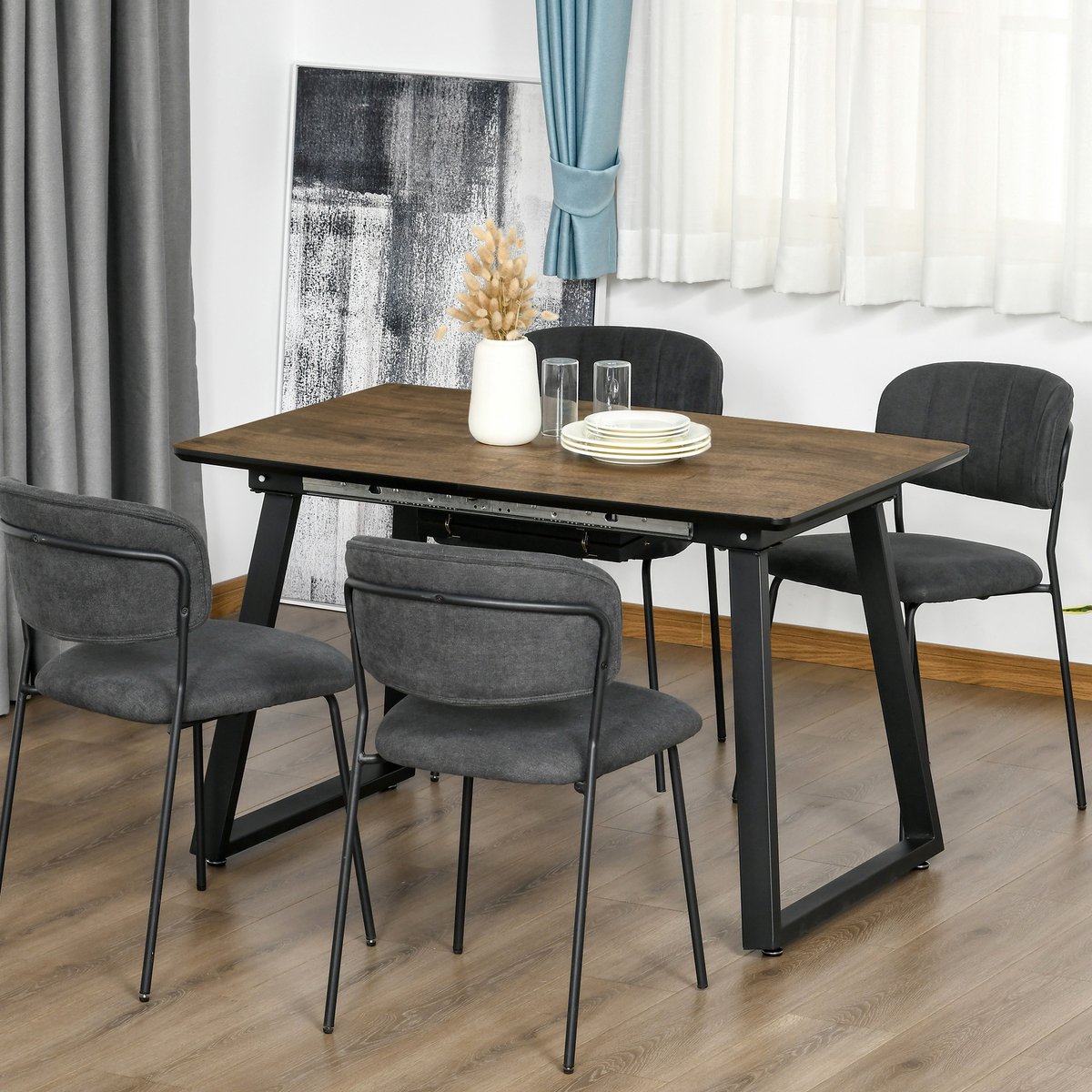 FineBuy Eettafel Sheesham Massief Hout 120 x 76 x 60 cm Keukentafel | Tafel Eetkamer Woonkamer Rechthoek | Houten Tafel Klein
