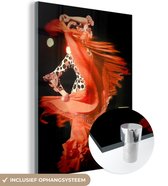 MuchoWow® Glasschilderij 120x160 cm - Schilderij acrylglas - Een danser die de flamenco doet voor een zwarte achtergrond - Foto op glas - Schilderijen