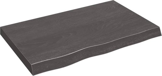 Étagère en chêne gris avec grain de bois et bord ondulé.