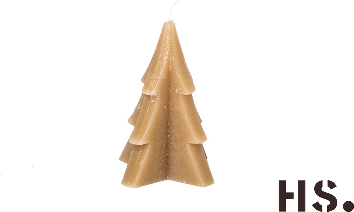 Home Society Kerstboom kaars - 8,5 cm hoog - Taupe - Doos 12 stuks