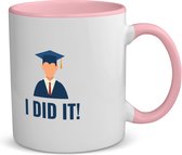 Akyol - i did it! koffiemok - theemok - roze - Geslaagd - iemand die is geslaagd - gelukt - gefeliciteerd - examen - school - diploma gehaald - cadeau - kado - geschenk - gift - 350 ML inhoud