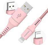 iMoshion Kabel - Geschikt voor Lightning naar USB A Kabel - 1 meter - Oplaadkabel geschikt voor iPhone 11/12/13/14 - Stevig gevlochten materiaal - Roze