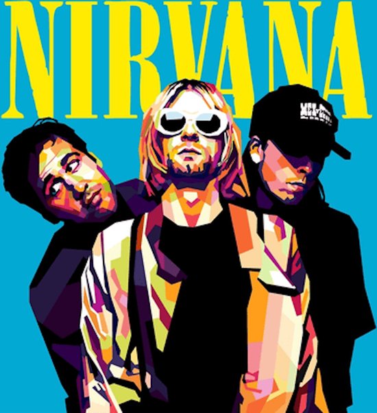 Nirvana Poster | Band Poster | Kurt Cobain Poster | Rock poster | Pop Art Poster | 51x71cm | Wanddecoratie | Muurposter | Geschikt om in te lijsten