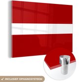 MuchoWow® Glasschilderij 180x120 cm - Schilderij acrylglas - Close-up van de vlag van Letland - Foto op glas - Schilderijen