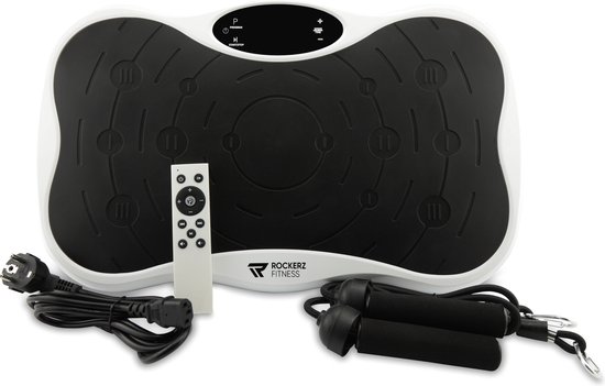 Foto: Rockerz trilplaat deluxe trilplaat fitness powerplate inclusief weerstandsbanden en handvatten 5 trainingsprogramma s 99 snelheidniveaus met bluetooth muziek kleur wit