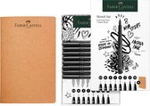 Faber-Castell set de dessin - 8x Pitt Artist Pen noir - avec carnet de croquis - FC-267102