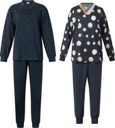 2 Dames Pyjama's van lunatex 124197&124213 in blauw met print. Maat XL