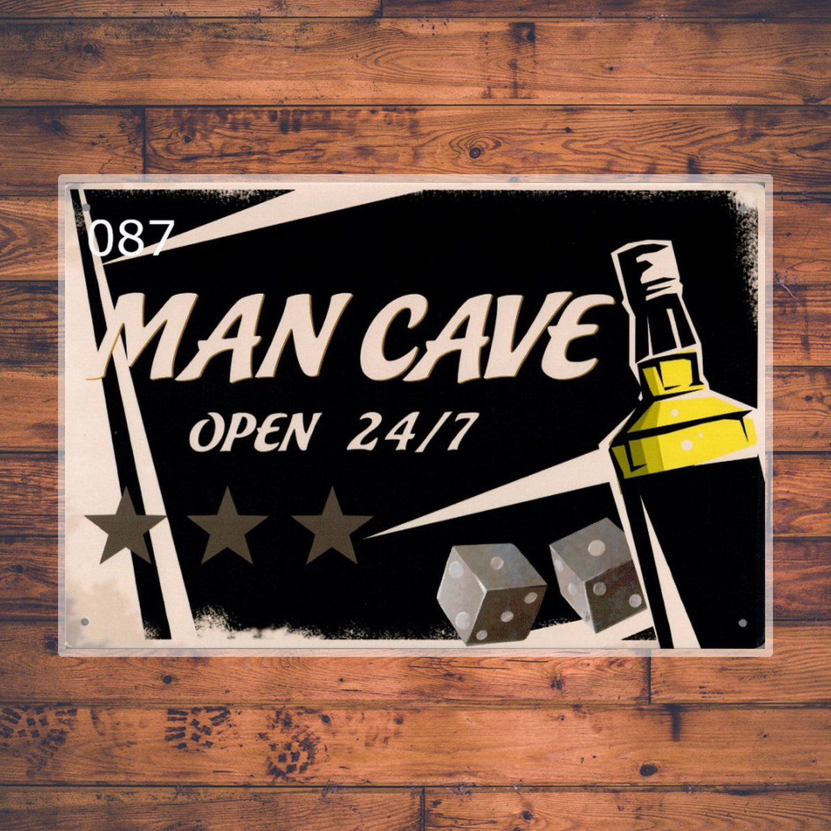 Wandbordje Man Cave 24/7 Open