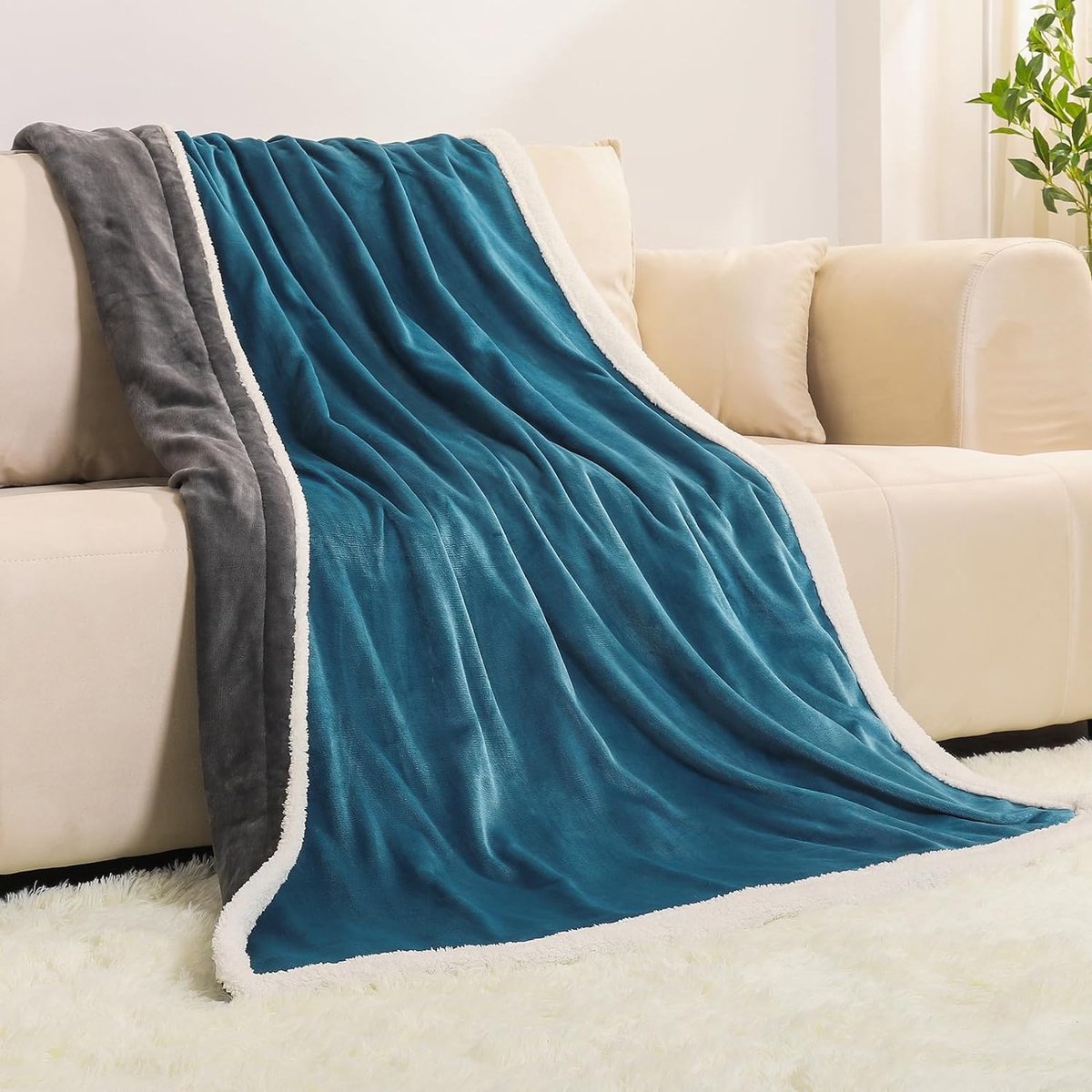Elektrische deken 180 x 130 cm elektrische behaaglijke warmtedeken met automatische uitschakeling oververhittingsbeveiliging en 10 timers met 10 temperatuurniveaus wasbaar grijs en blauw