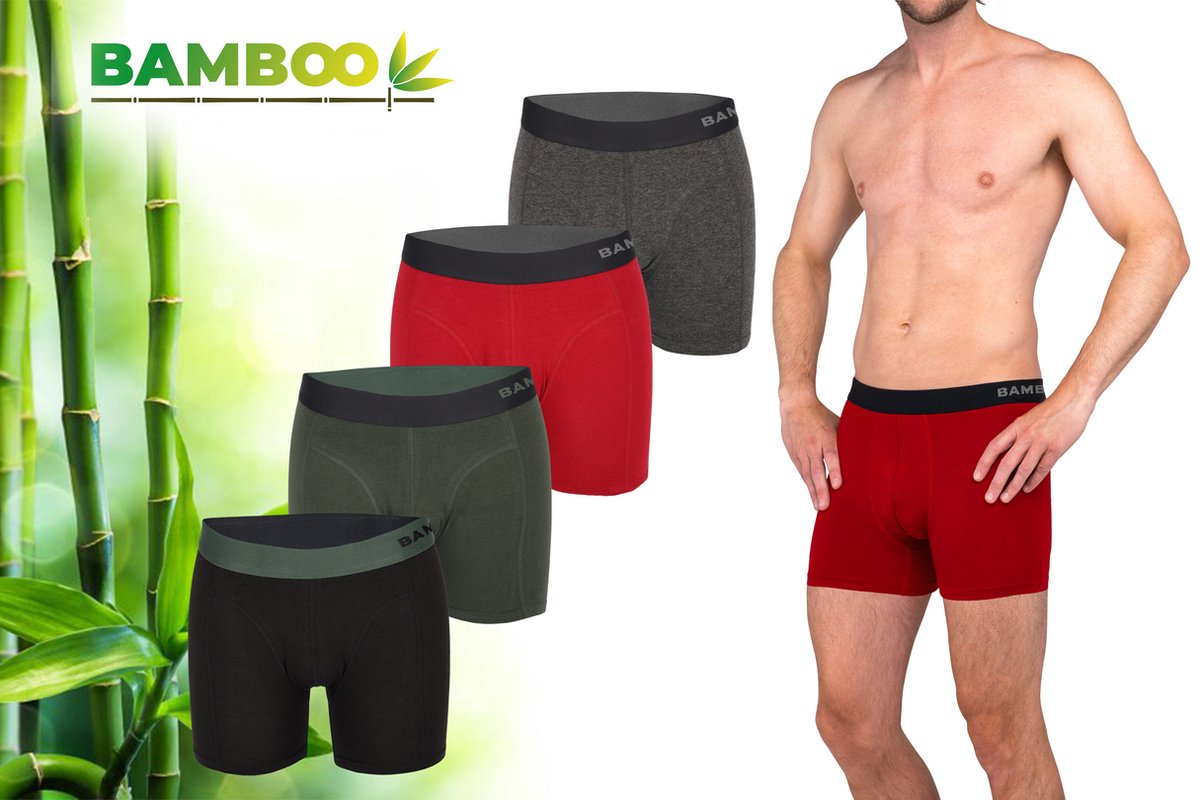 Bamboo - Boxershort Heren - Bamboe - 4 Stuks - Assorted - M - Ondergoed Heren - Heren Ondergoed - Boxer - Bamboe Boxershorts Voor Mannen