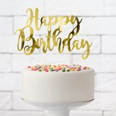 Partydeco - Cake Topper Happy Birthday goud